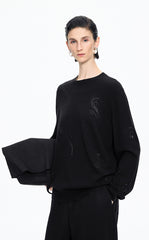 Sweater / JNBY Wool-Cashmere Ripple Crystal Embellished Pullover