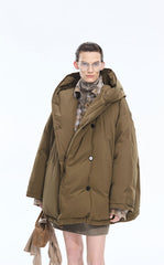 Down Coat / JNBY Oversized Cinched Hooded Down Coat