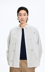 Shirt / JNBY Embroidered Floral Stripe Oversized Shirt