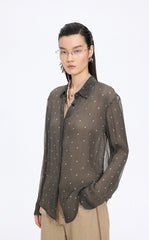 Shirt / JNBY Silk Polka Dot Relaxed Long Shirt