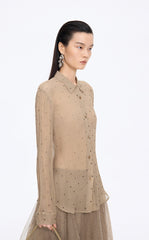Shirt / JNBY Silk Polka Dot Relaxed Long Shirt