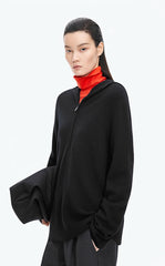 Sweater / JNBY Loose Quarter-Zip Wool Hoodie