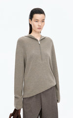 Sweater / JNBY Loose Quarter-Zip Wool Hoodie