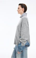 Sweater / JNBY Oversized Knitted Denim Panel Pullover