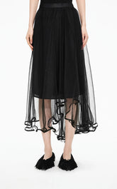 Skirt / JNBY Double-Layer Mesh A-Line Maxi Skirt
