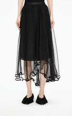 Skirt / JNBY Double-Layer Mesh A-Line Maxi Skirt