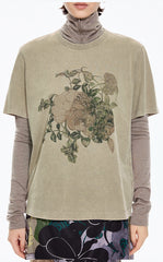 T-Shirt / JNBY Peony Shadow Print Cotton Tee