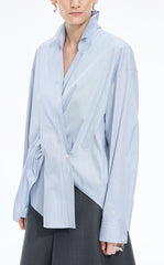 Shirt / JNBY Oversized Stripe-Layered Cotton Shirt