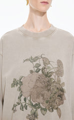 Sweatshirt / JNBY Botanical Print Cotton Pullover
