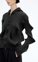 Sweater / JNBY Textured Stretch Longline Hooded Cardigan