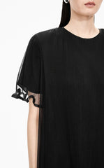 Dress / JNBY Pleated Mesh A-Line Short Sleeve Dress