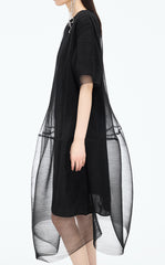 Dress / JNBY Pleated Mesh A-Line Short Sleeve Dress