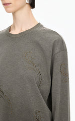 T-Shirt / JNBY Ripple Crystal Cotton Long-Sleeve Tee