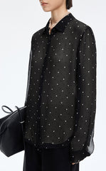 Shirt / JNBY Silk Polka Dot Relaxed Long Shirt