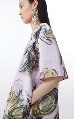 Dress / JNBY Hand-Painted Floral A-Line Cotton Dress