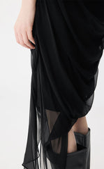 Skirt / JNBY Asymmetric Silk Pleated Skirt