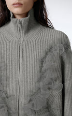 Sweater / JNBY Relaxed Wool Cardigan in Mesh Design