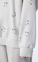 Sweatershirt / (ESG) JNBY Plum Bossom Cut-out Pullover Sweatershirt