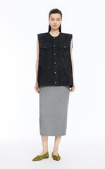 Vest / JNBY Oversized Cotton Drawstring Denim Vest