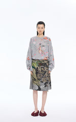 Skirt / JNBY Silk-Blend Printed Midi Skirt