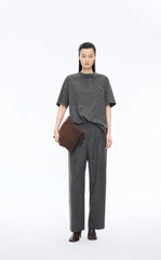 Pants / JNBY Ruched Waist Fringe Wide-Leg Pants