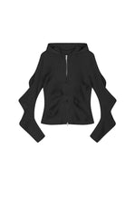 Sweater / JNBY Textured Stretch Longline Hooded Cardigan