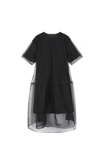 Dress / JNBY Pleated Mesh A-Line Short Sleeve Dress