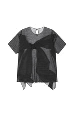 T-Shirt / JNBY Pleated Bow Mesh Detail Relaxed Tee