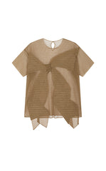 T-Shirt / JNBY Pleated Bow Mesh Detail Relaxed Tee
