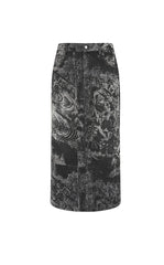Skirt / JNBY A-Line Oriental Flocked Pattern Midi skirt