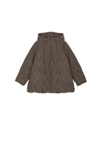 Down Coat / JNBY Wavy Quilted Mid-Length Hooded Down Coat