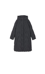Down Coat / JNBY Wavy Quilted Long Hooded Down Coat