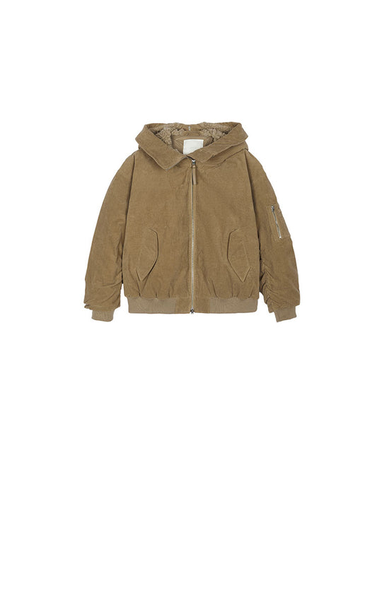 Down Coat / JNBY Corduroy Hooded Short Down Coat
