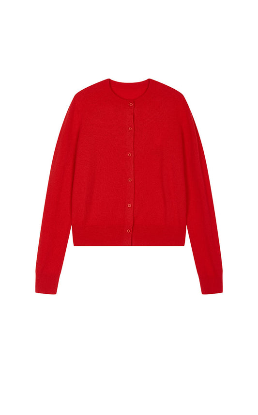 Sweater / JNBY Crew Neck Wool-Cashmere Short Cardigan