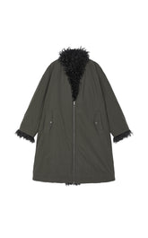 Down Coat / JNBY Oversized Long Faux-Fur Trim Down Coat