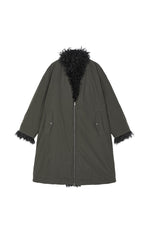 Down Coat / JNBY Oversized Long Faux-Fur Trim Down Coat
