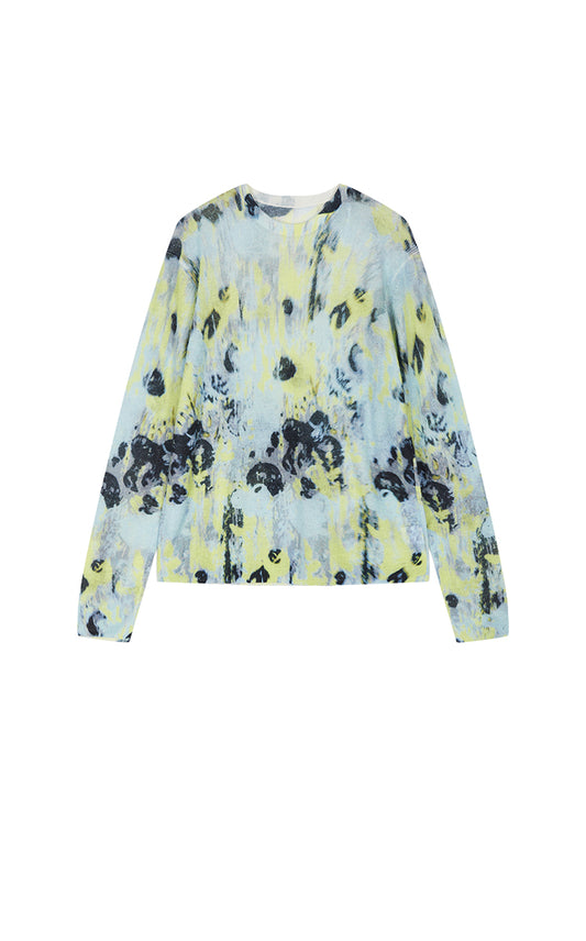 Sweater / JNBY T-Shape Floral Print Mohair Blend Pullover