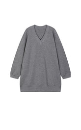 Dress / JNBY V-neck Long-Sleeve Cotton-Blend Dress