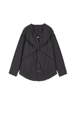 Shirt / JNBY Lace Panel Cotton Relaxed Long Sleeve Shirt