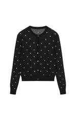 Sweater / JNBY Polka Dot Cropped Cotton Blend Cardigan