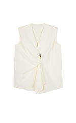 Top / JNBY Ruched Cotton Poplin Sleeveless Top