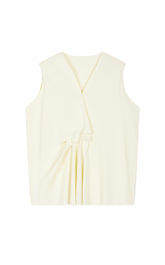 Knit Top / JNBY Deep V Cotton Blend Folded Waist Slim Vest