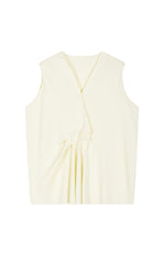 Knit Top / JNBY Deep V Cotton Blend Folded Waist Slim Vest