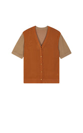 Cardigan / JNBY Color-Block Layered Two-Piece Cropped Knit Cardigan