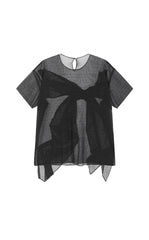 T-Shirt / JNBY Pleated Bow Mesh Detail Relaxed Tee