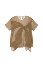 T-Shirt / JNBY Pleated Bow Mesh Detail Relaxed Tee
