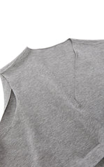 Knit Top / JNBY Deep V Cotton Blend Folded Waist Slim Vest