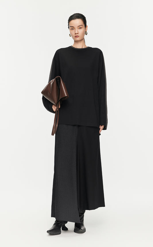 T-Shirt/JNBY Micro Elastic Oversize Long-sleeved Shirt