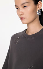 Sweatershirt / JNBY Relaxed Butterfly-embellished Crew-neck Sweatshirt