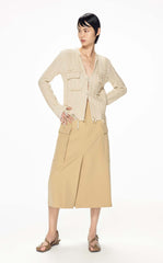 Cardigans / JNBY Woven Irregular H-Line Cropped Cardigan